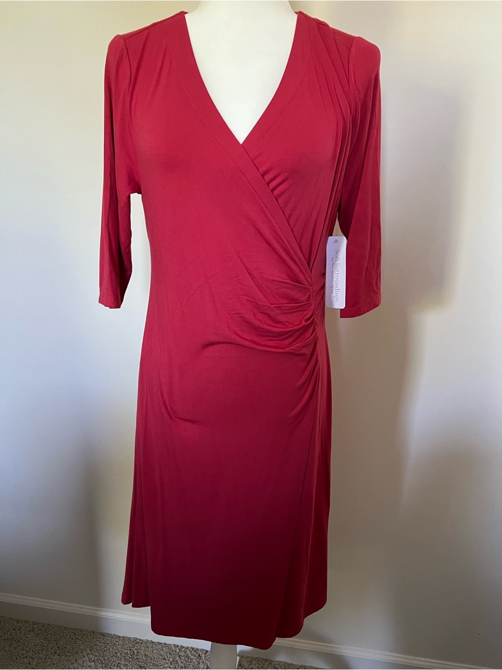 Soft Surroundings Crimson Wrap-Style Midi Dress